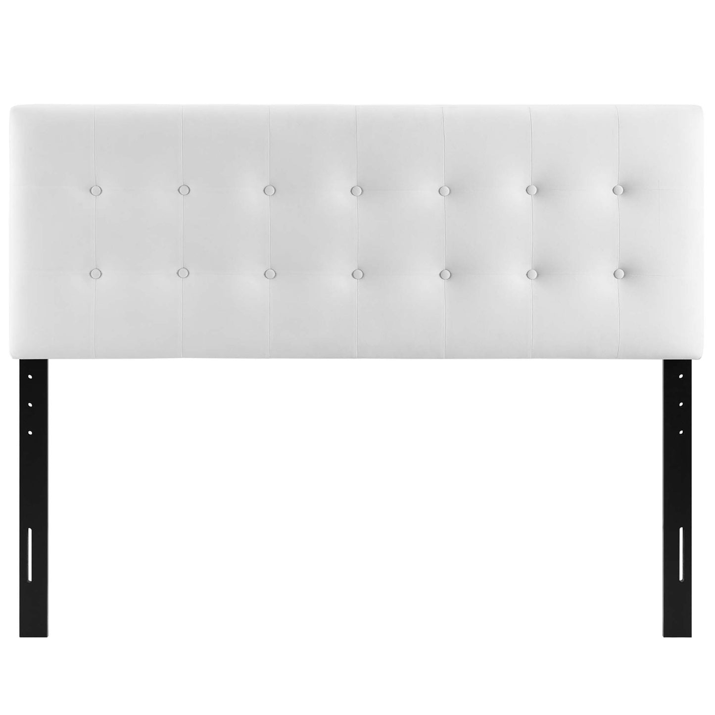 White tufted upholstered headboard panel with button accents.