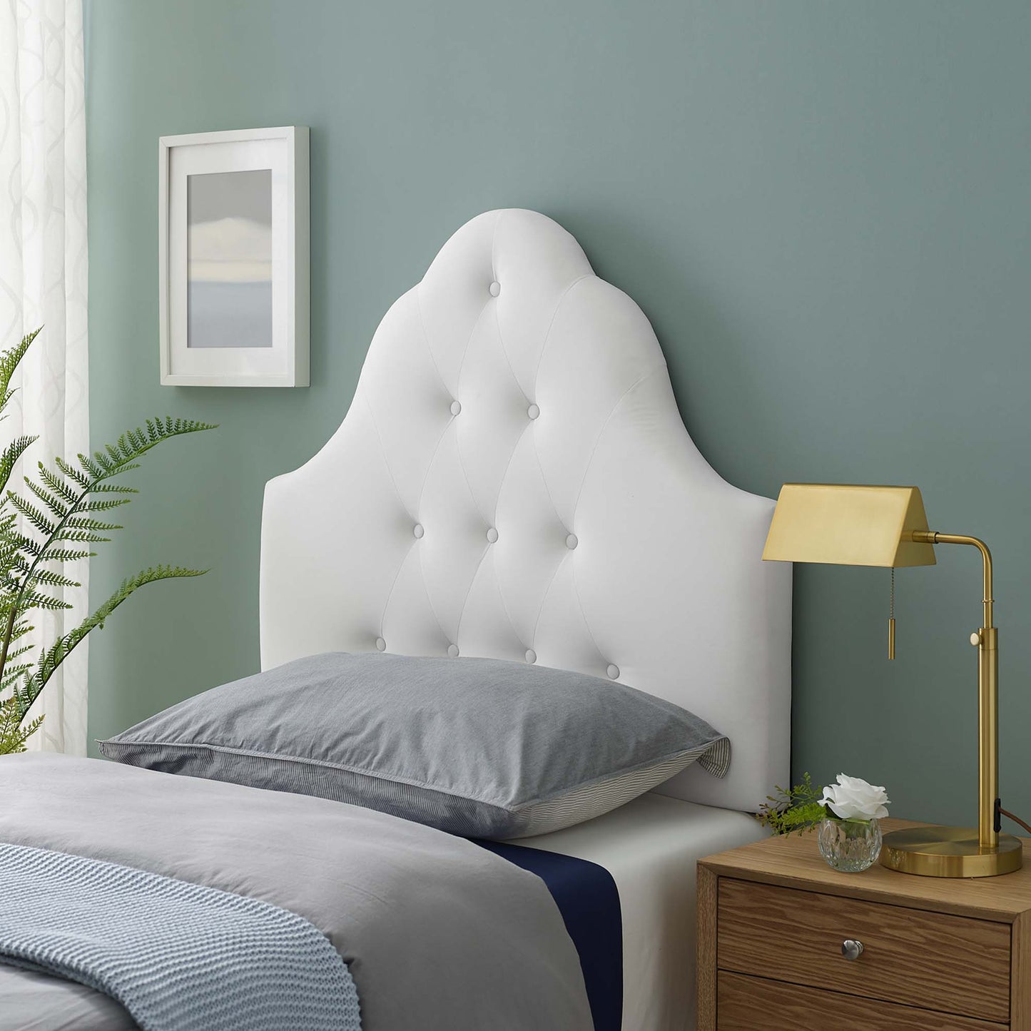 Modway - Sovereign Diamond Tufted Performance Velvet Twin Headboard by Modway  Bedroom Headboards White - MOD-6122-WHI