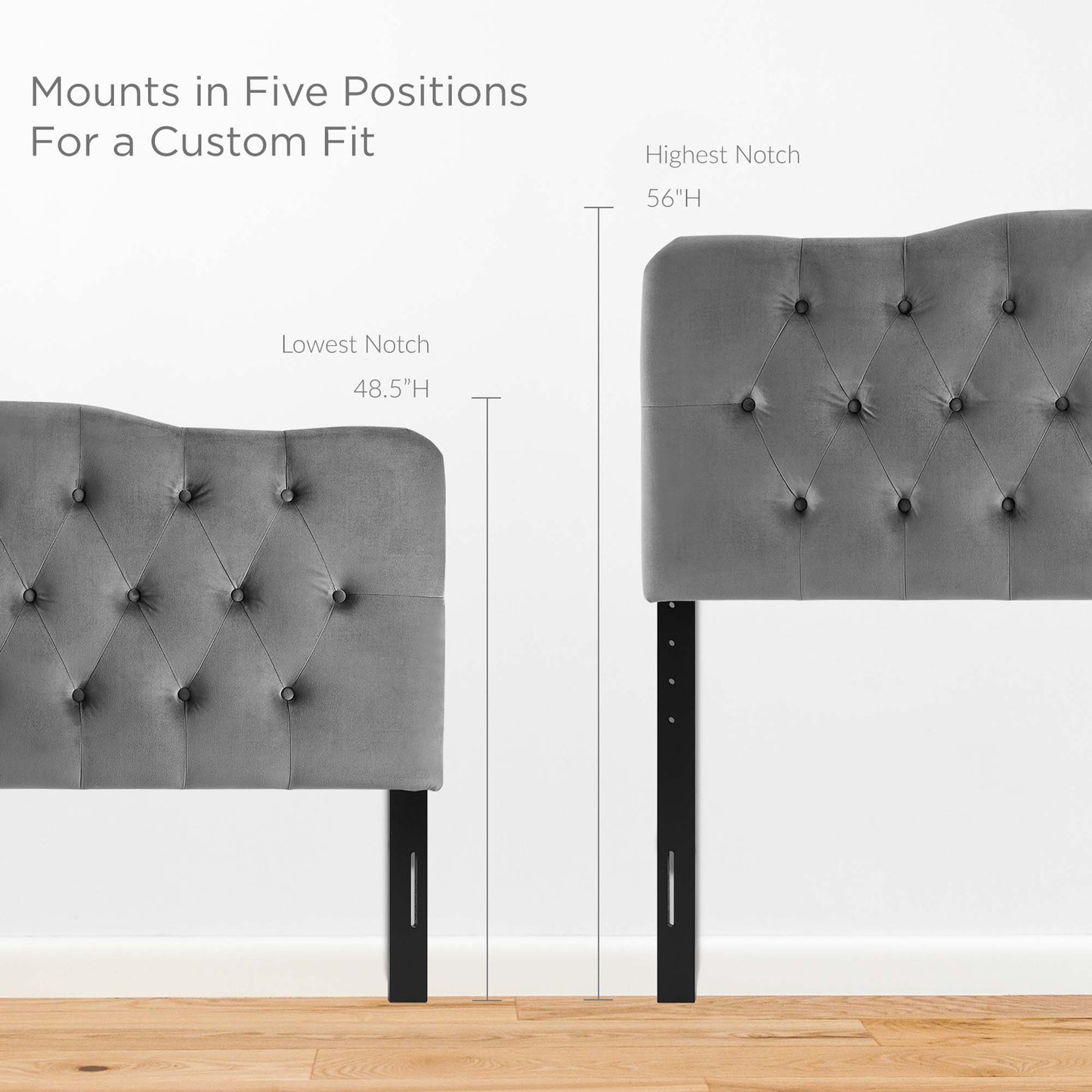 Modway - Annabel Diamond Tufted Performance Velvet King Headboard by Modway  Bedroom Headboards Gray - MOD-6127-GRY