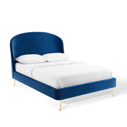 Modway Outlet Mira Upholstered Performance Velvet Queen Platform Bed by Modway  Bedroom Furniture Navy - MOD-6131-NAV