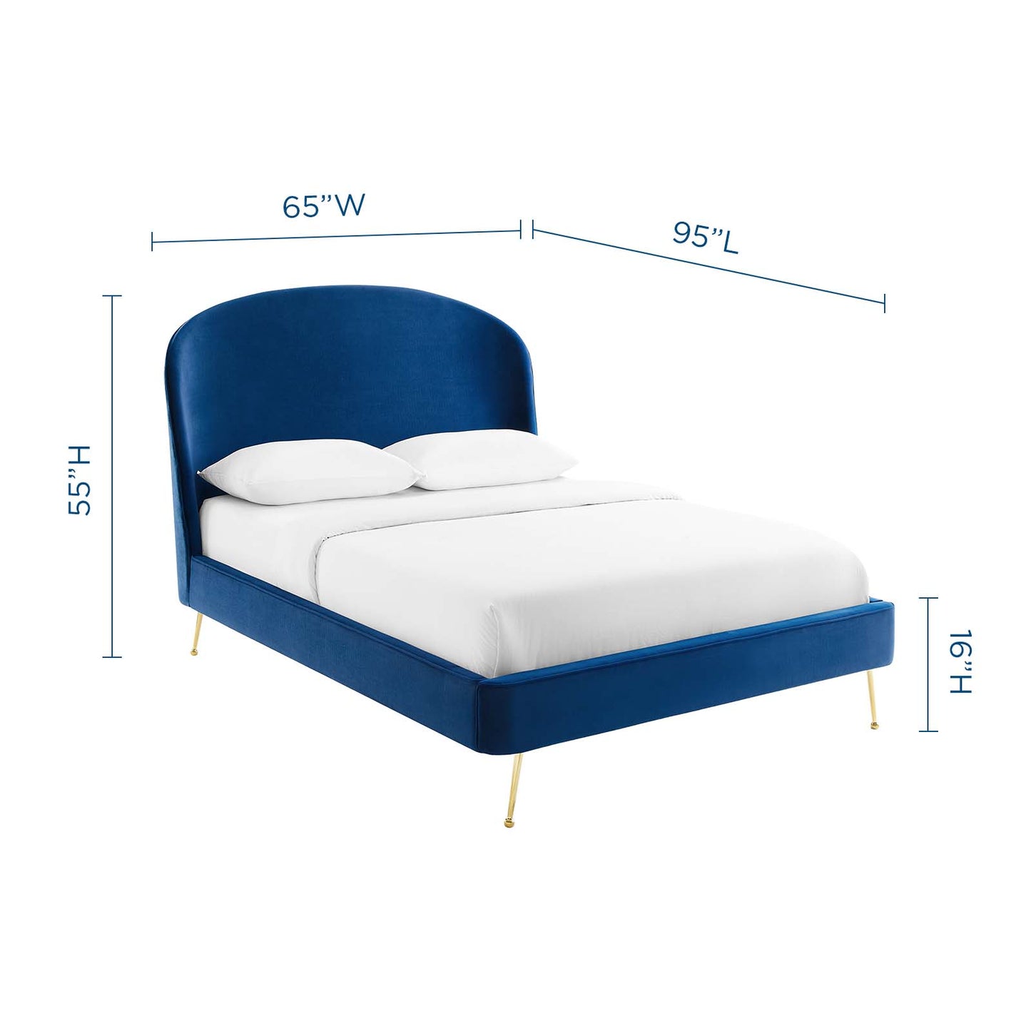 Modway Outlet Mira Upholstered Performance Velvet Queen Platform Bed by Modway  Bedroom Furniture Navy - MOD-6131-NAV