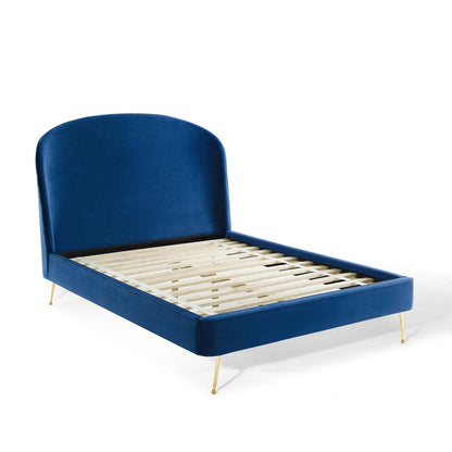 Modway Outlet Mira Upholstered Performance Velvet Queen Platform Bed by Modway  Bedroom Furniture Navy - MOD-6131-NAV