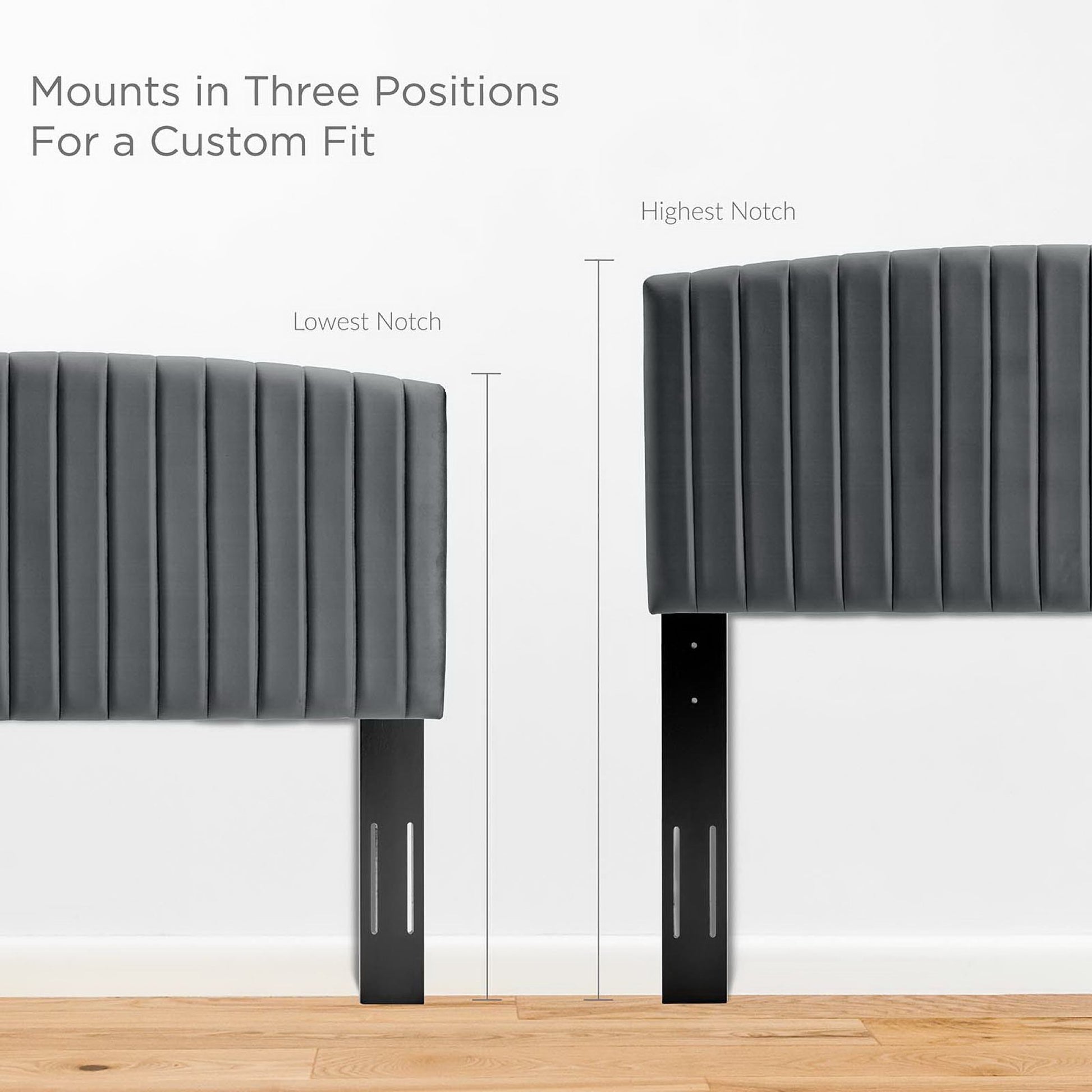Gray tufted velvet twin headboard.