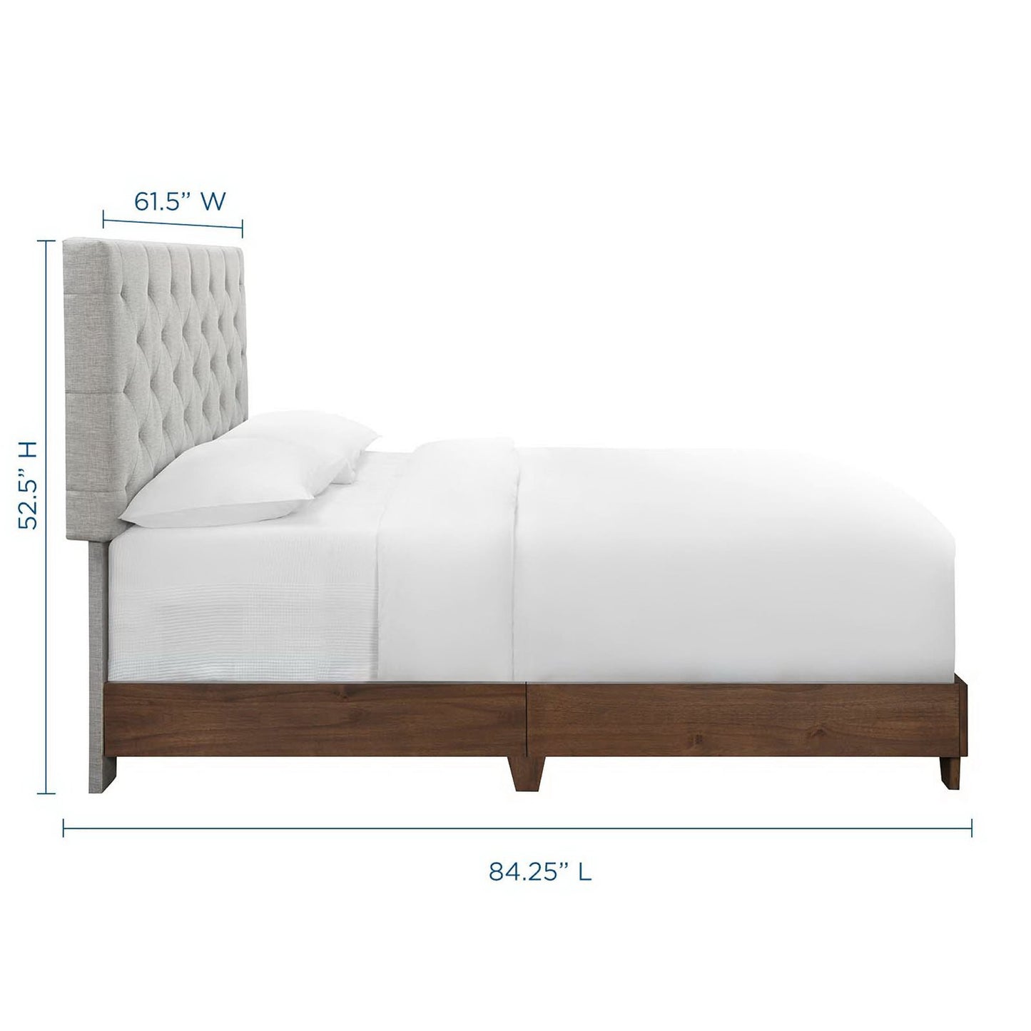 Modway Outlet Rhiannon Diamond Tufted Upholstered Fabric Queen Bed by Modway  Bedroom Furniture Walnut Beige - MOD-6146-WAL-BEI