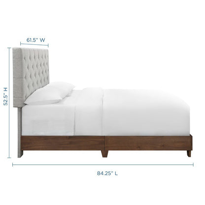 Modway Outlet Rhiannon Diamond Tufted Upholstered Fabric Queen Bed by Modway  Bedroom Furniture Walnut Beige - MOD-6146-WAL-BEI