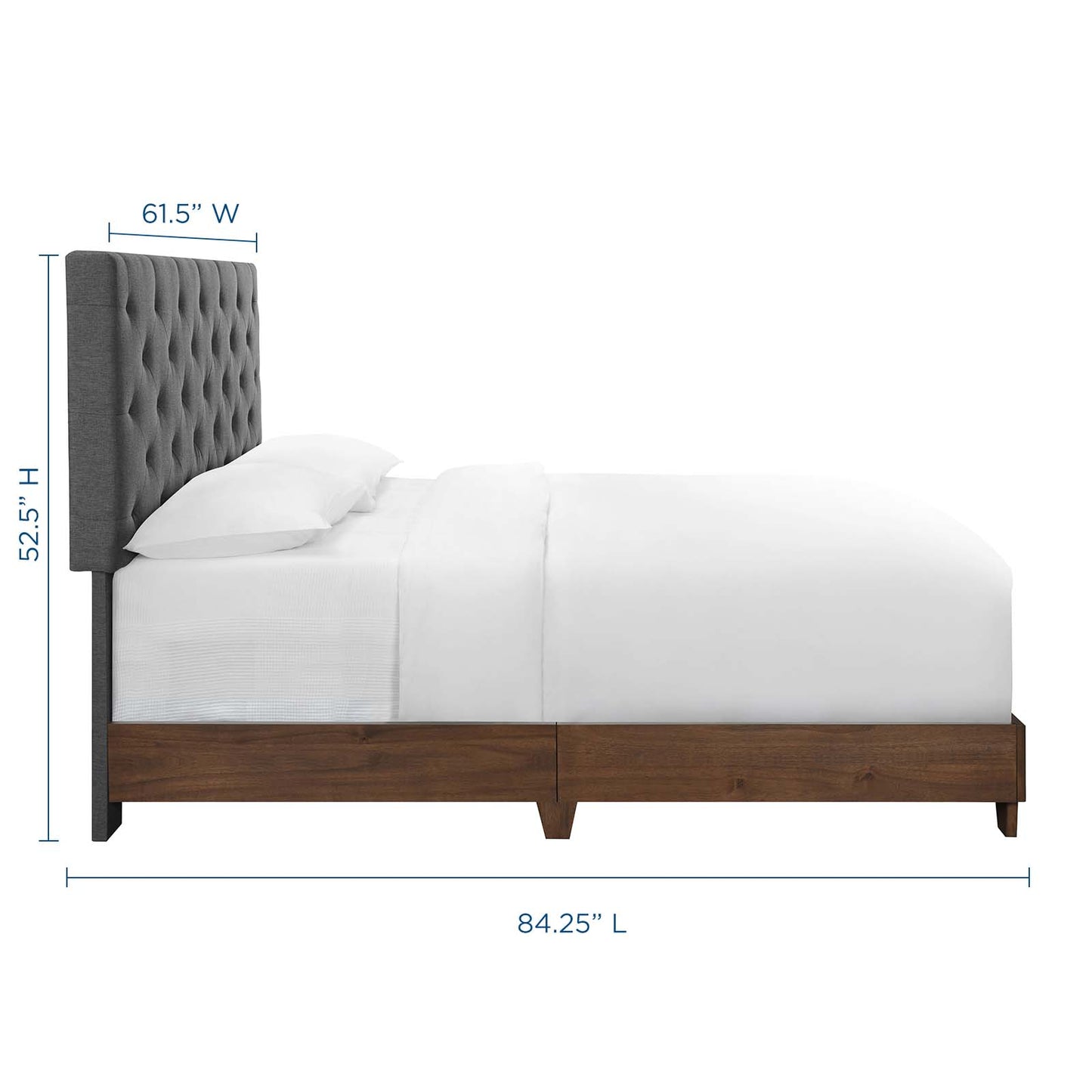 Modway Outlet Rhiannon Diamond Tufted Upholstered Fabric Queen Bed by Modway  Bedroom Furniture Walnut Gray - MOD-6146-WAL-GRY