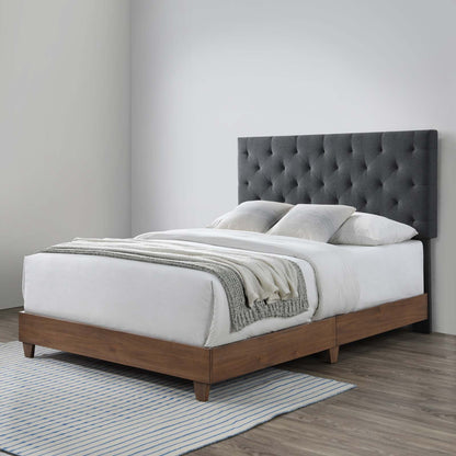 Modway Outlet Rhiannon Diamond Tufted Upholstered Fabric Queen Bed by Modway  Bedroom Furniture Walnut Gray - MOD-6146-WAL-GRY