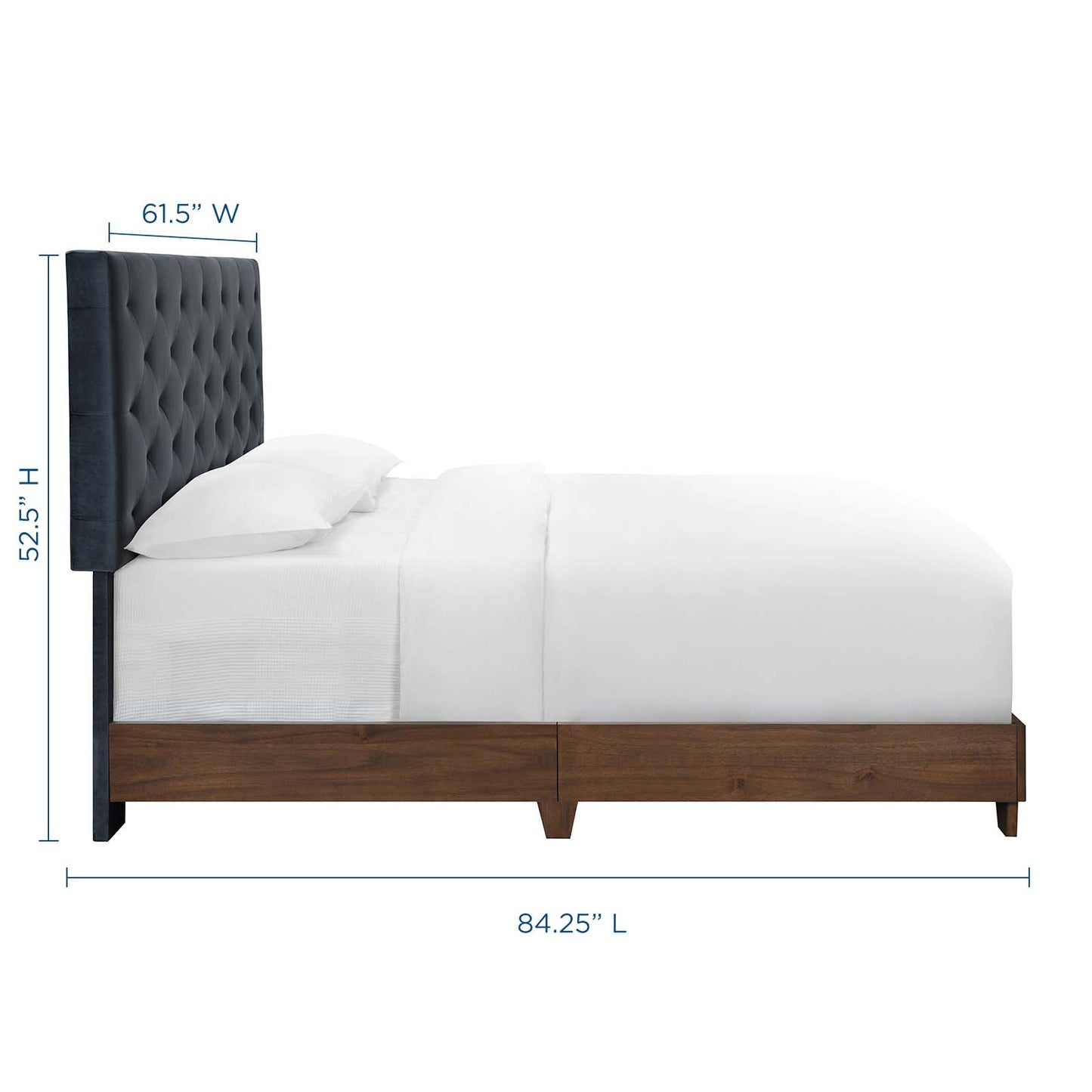 Modway Outlet Rhiannon Diamond Tufted Upholstered Performance Velvet Queen Bed by Modway  Bedroom Furniture Walnut Charcoal - MOD-6147-WAL-CHA