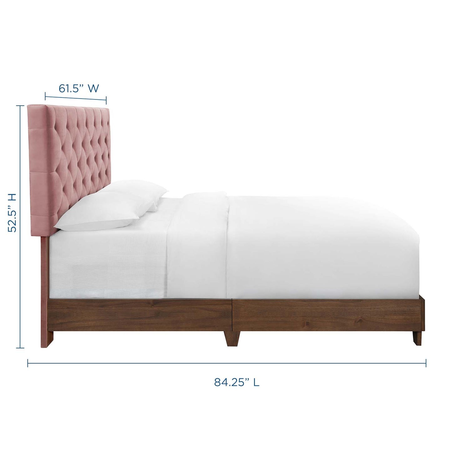 Modway Outlet Rhiannon Diamond Tufted Upholstered Performance Velvet Queen Bed by Modway  Bedroom Furniture Walnut Dusty Rose - MOD-6147-WAL-DUS