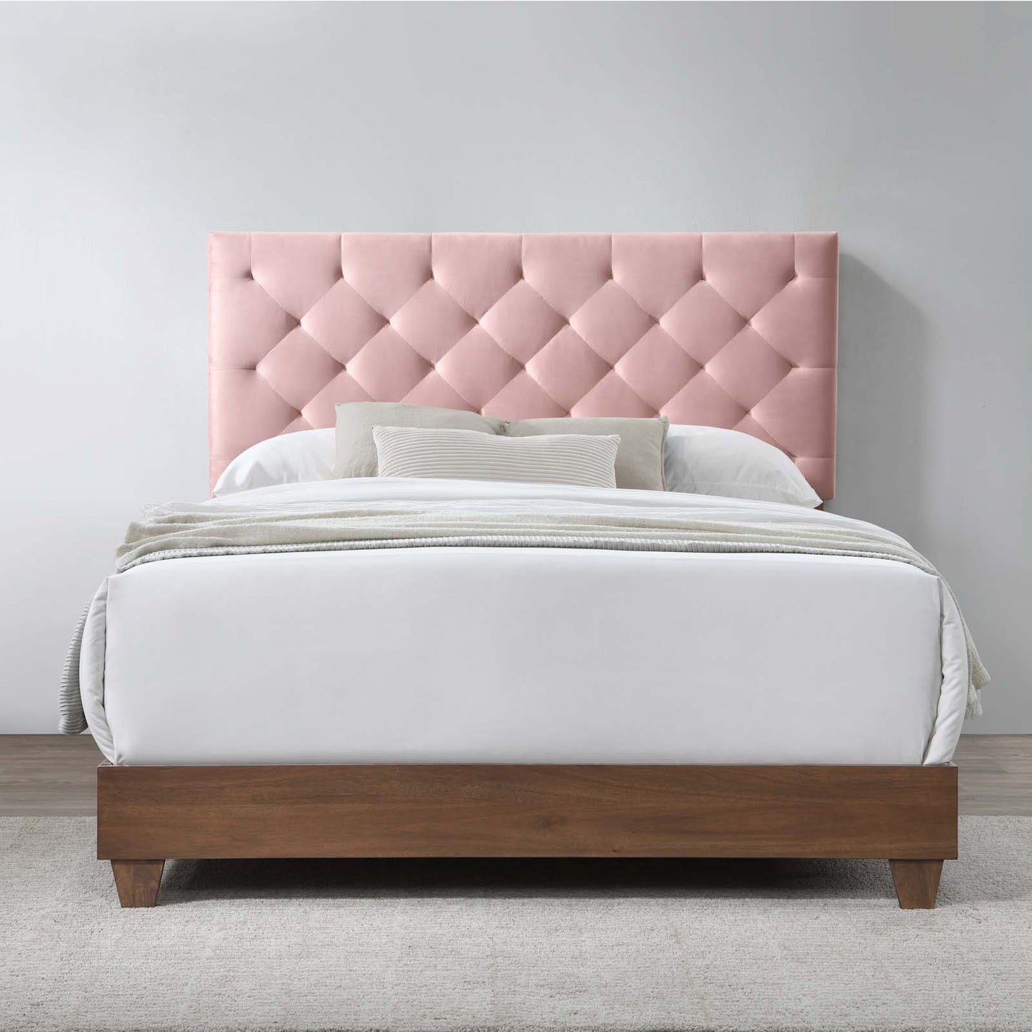 Modway Outlet Rhiannon Diamond Tufted Upholstered Performance Velvet Queen Bed by Modway  Bedroom Furniture Walnut Dusty Rose - MOD-6147-WAL-DUS
