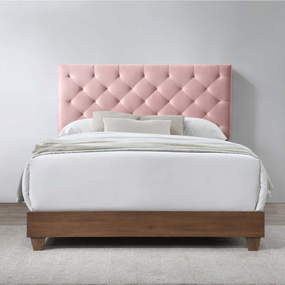 Modway Outlet Rhiannon Diamond Tufted Upholstered Performance Velvet Queen Bed by Modway  Bedroom Furniture Walnut Dusty Rose - MOD-6147-WAL-DUS
