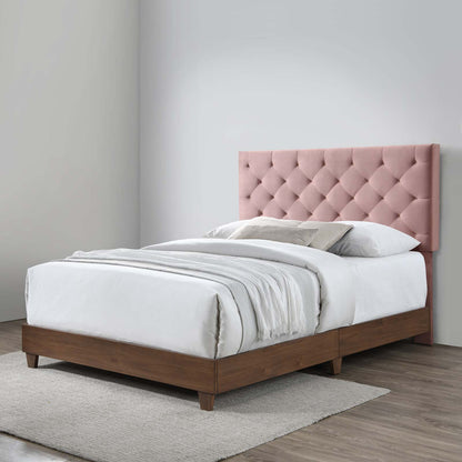 Modway Outlet Rhiannon Diamond Tufted Upholstered Performance Velvet Queen Bed by Modway  Bedroom Furniture Walnut Dusty Rose - MOD-6147-WAL-DUS