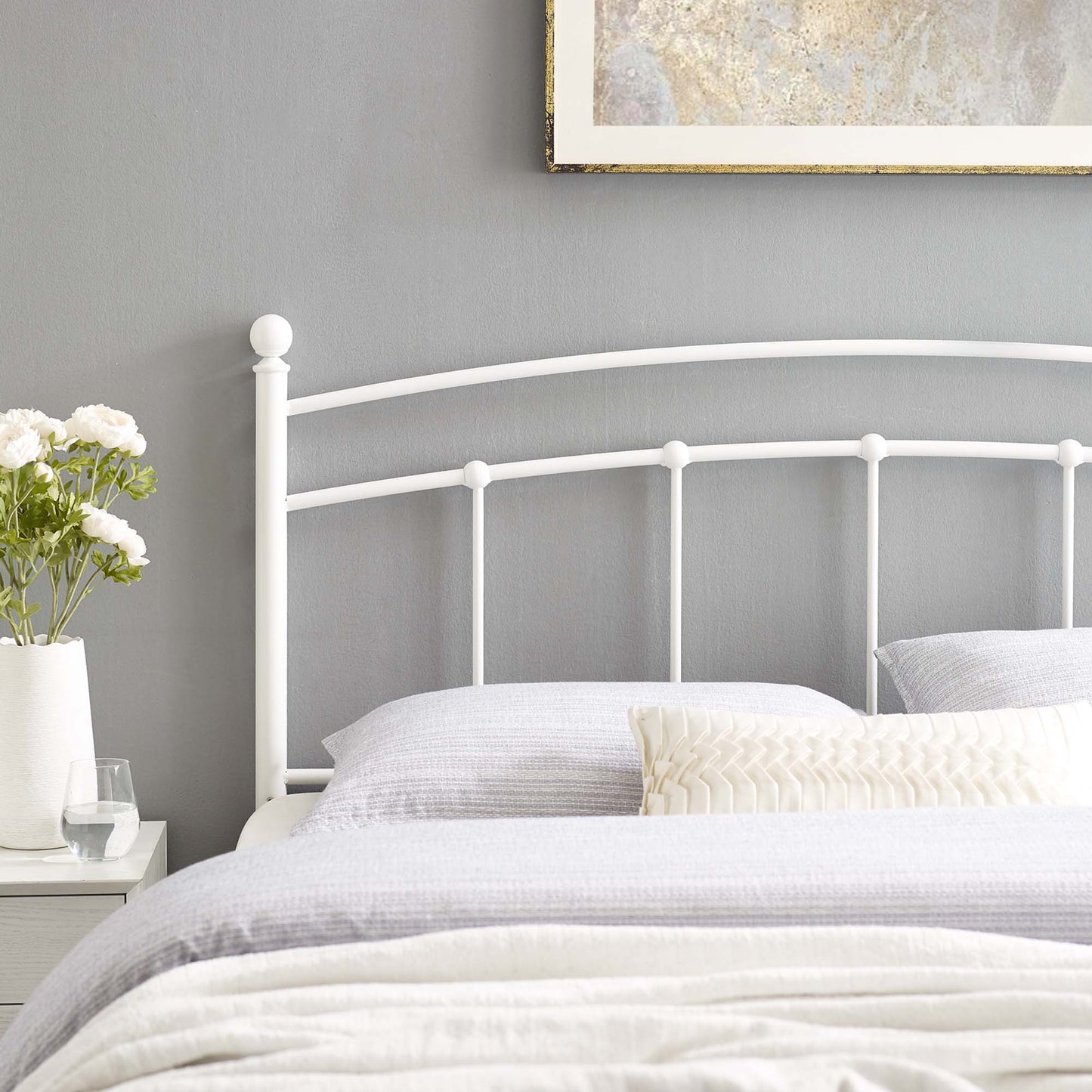 Modway - Abigail Metal Twin Headboard by Modway  Bedroom Headboards White - MOD-6156-WHI