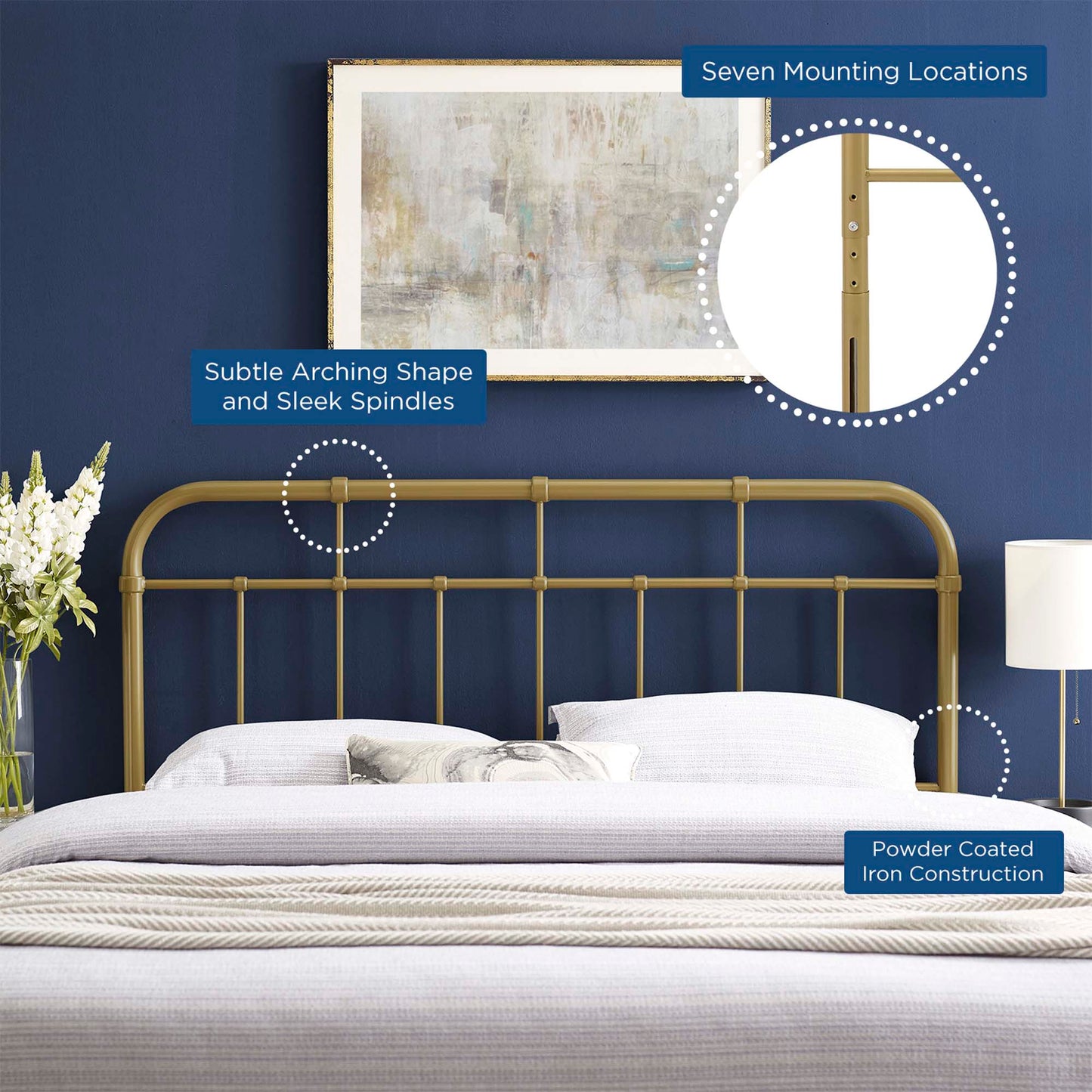 Modway - Alessia Metal King Headboard by Modway  Bedroom Headboards Yellow - MOD-6163-GLD