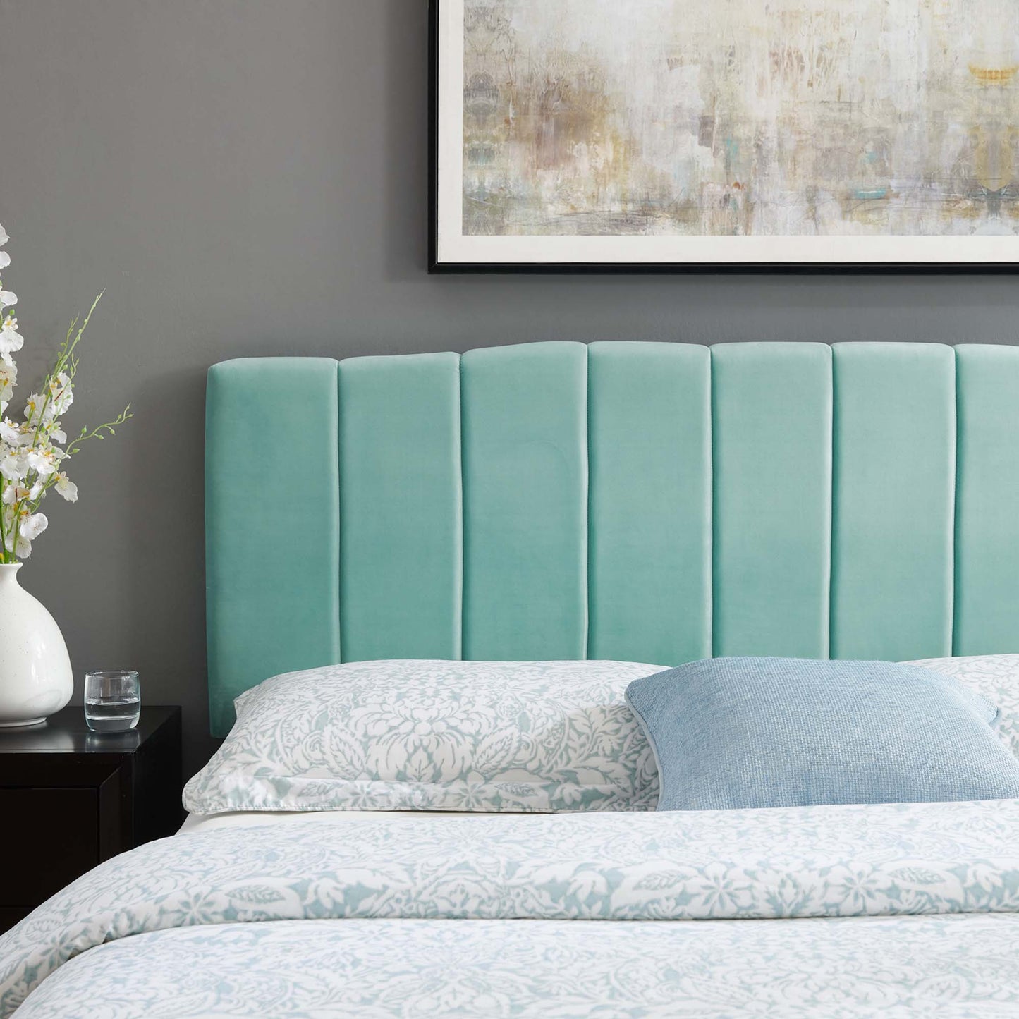 Modway Outlet Camilla Channel Tufted Performance Velvet King/California King Headboard by Modway  Bedroom Furniture Mint - MOD-6183-MIN
