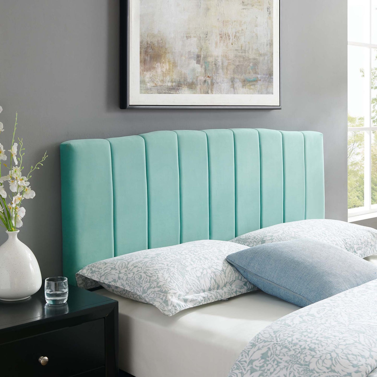 Modway Outlet Camilla Channel Tufted Performance Velvet King/California King Headboard by Modway  Bedroom Furniture Mint - MOD-6183-MIN