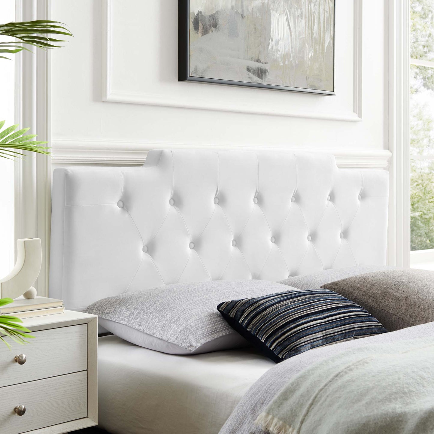 Modway Outlet Juliet Tufted Performance Velvet Full/Queen Headboard by Modway  Bedroom Furniture White - MOD-6185-WHI