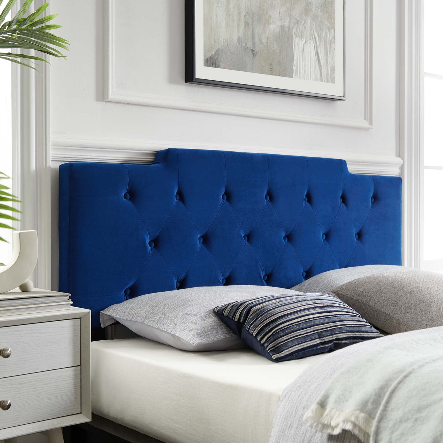 Modway Outlet Juliet Tufted Performance Velvet King/California King Headboard by Modway  Bedroom Furniture Navy - MOD-6186-NAV