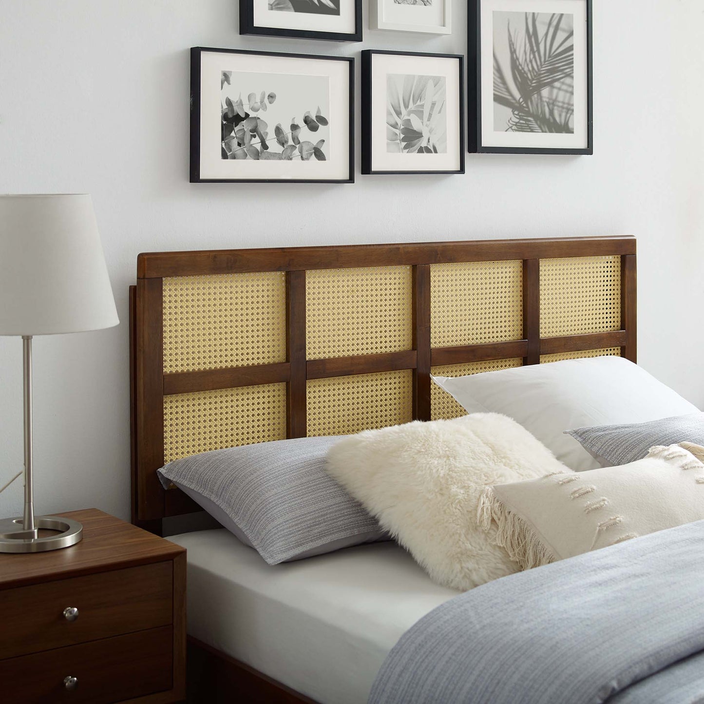 Modway Outlet Luana Cane King Headboard by Modway  Bedroom Furniture Walnut - MOD-6199-WAL