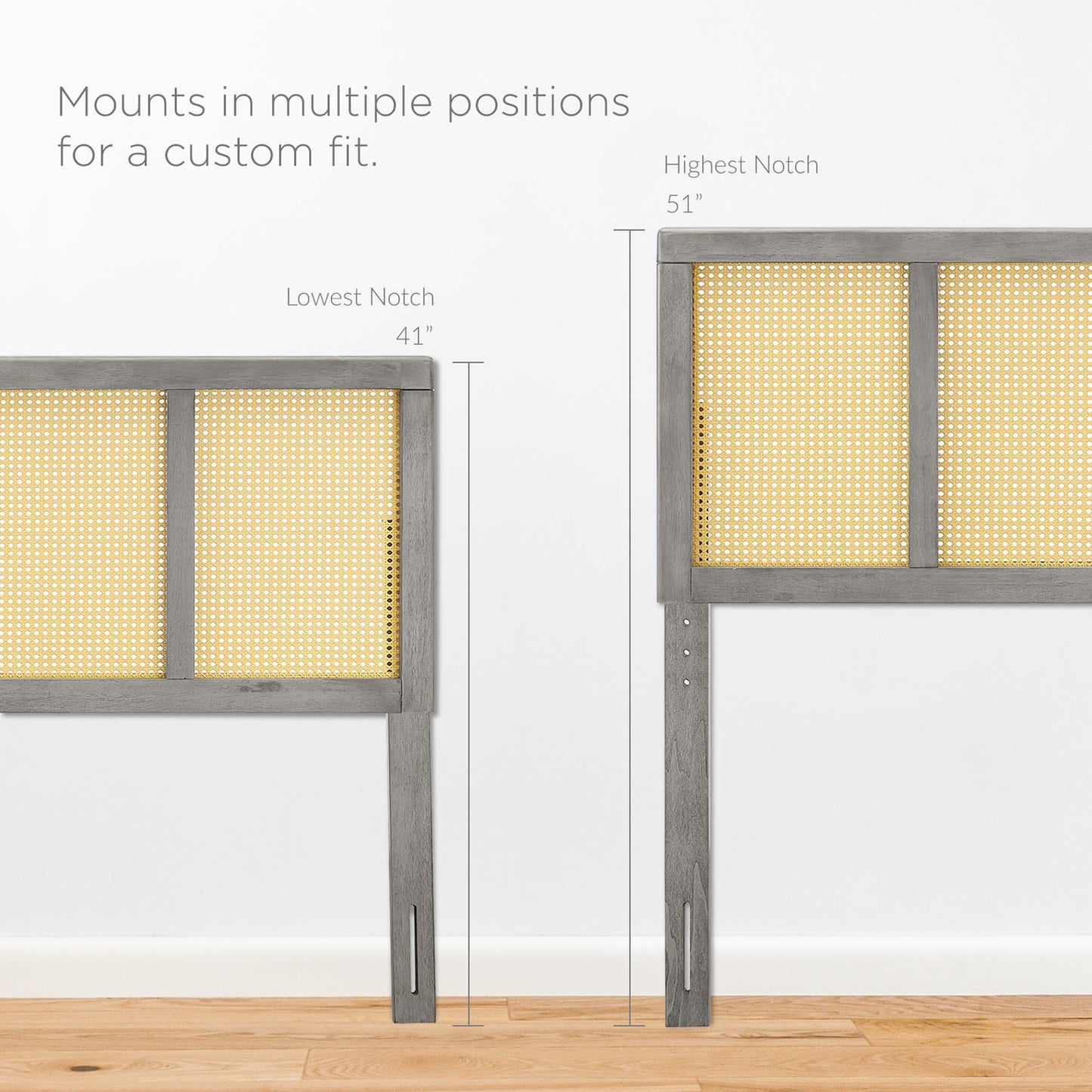 Modway Outlet Delmare Cane Full Headboard by Modway  Bedroom Furniture Gray - MOD-6200-GRY