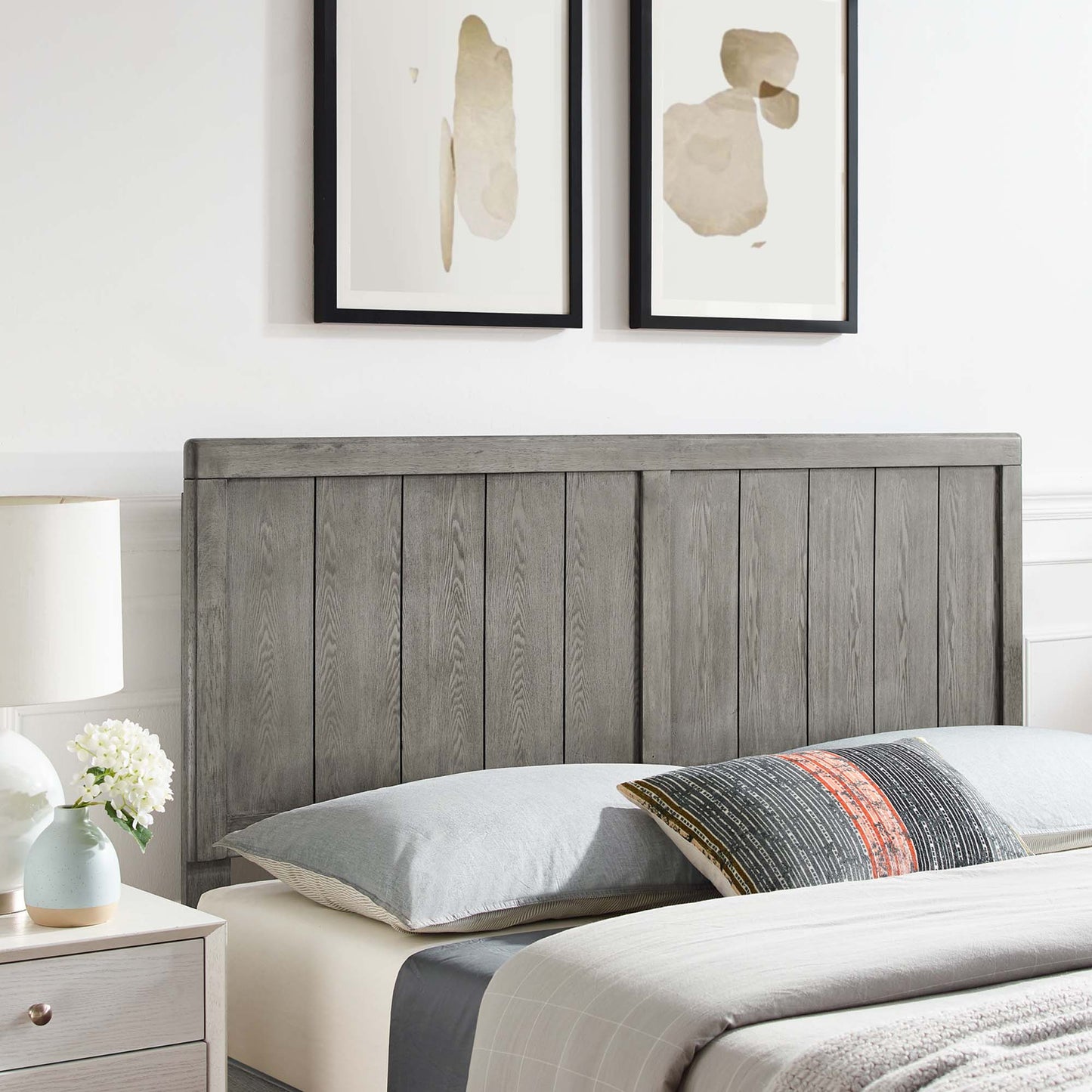 Modway - Robbie Wood King Headboard by Modway  Bedroom Headboards Gray - MOD-6219-GRY