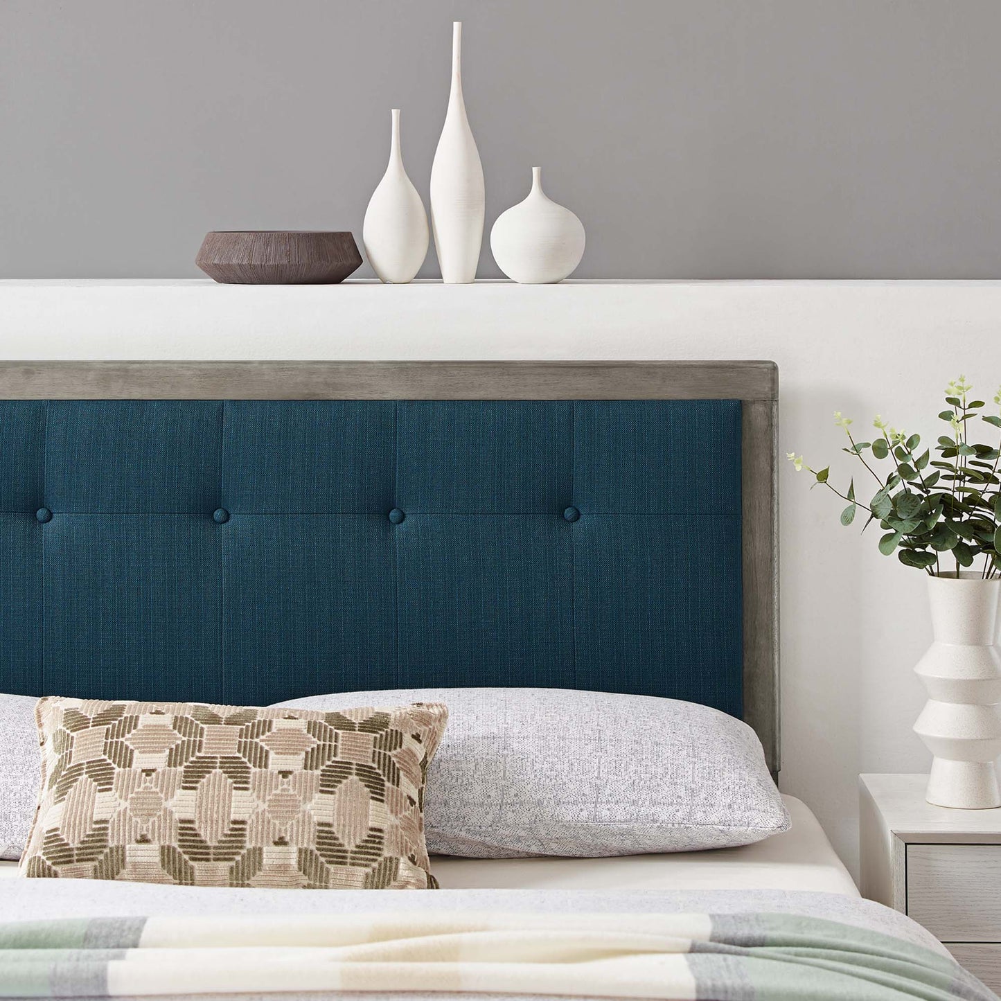 Modway Outlet Draper Tufted Fabric and Wood King Headboard by Modway  Bedroom Furniture Gray Azure - MOD-6227-GRY-AZU