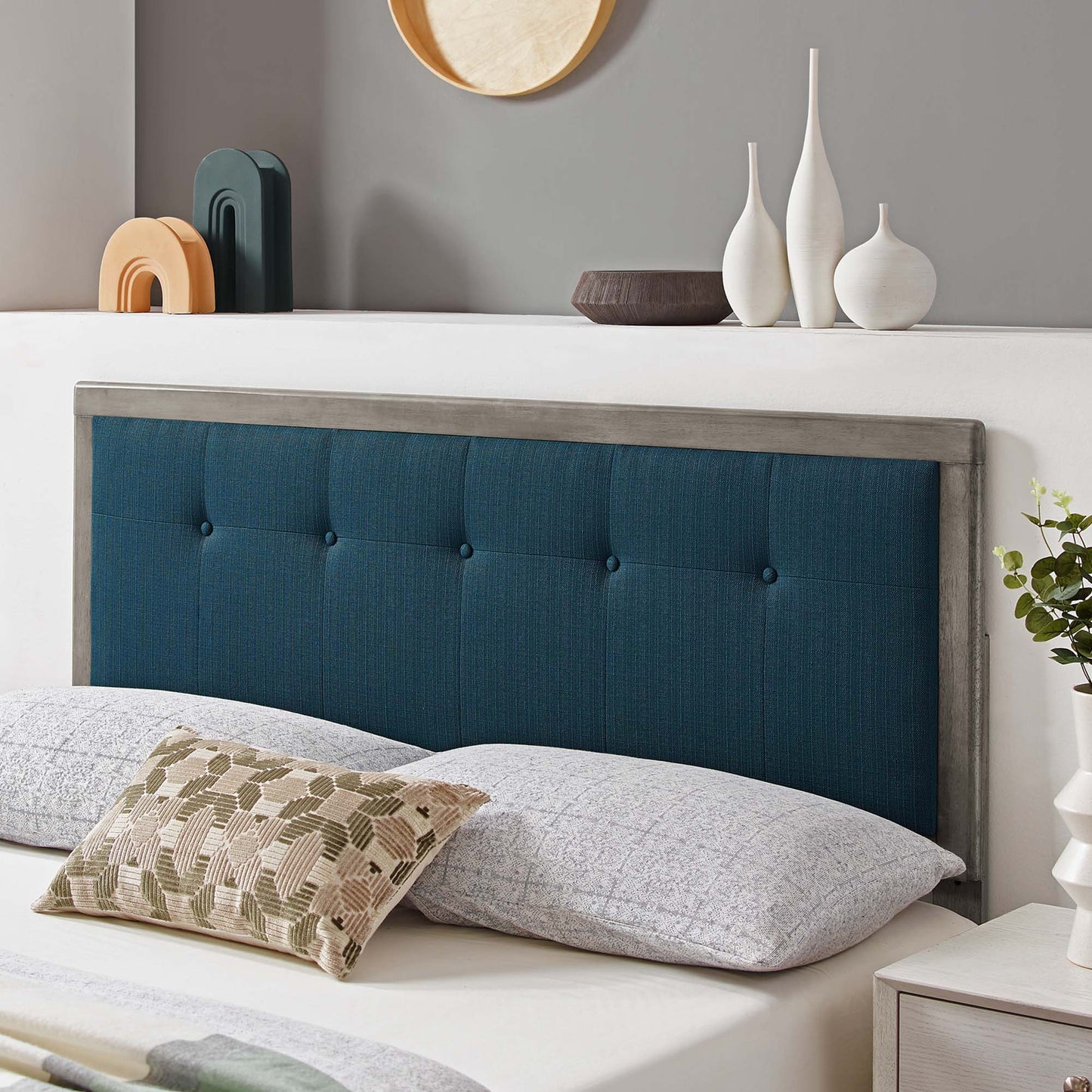 Modway Outlet Draper Tufted Fabric and Wood King Headboard by Modway  Bedroom Furniture Gray Azure - MOD-6227-GRY-AZU