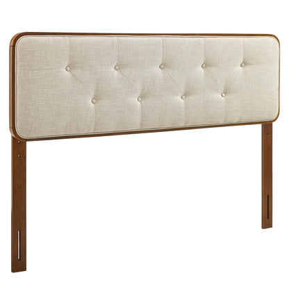 Walnut-finish wood twin platform bed with splayed legs.