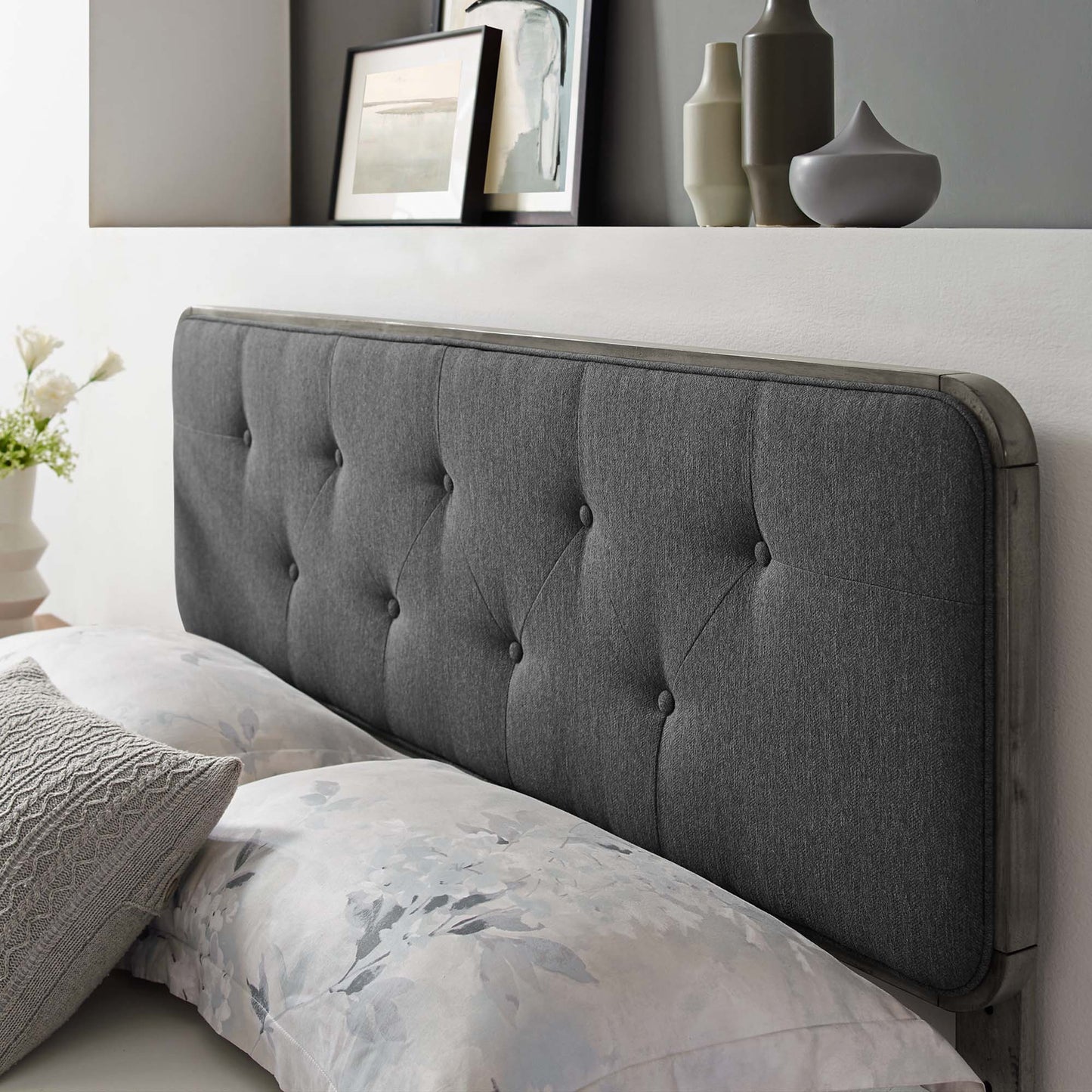 Modway Outlet Collins Tufted Fabric and Wood King Headboard by Modway  Bedroom Furniture Gray Charcoal - MOD-6235-GRY-CHA