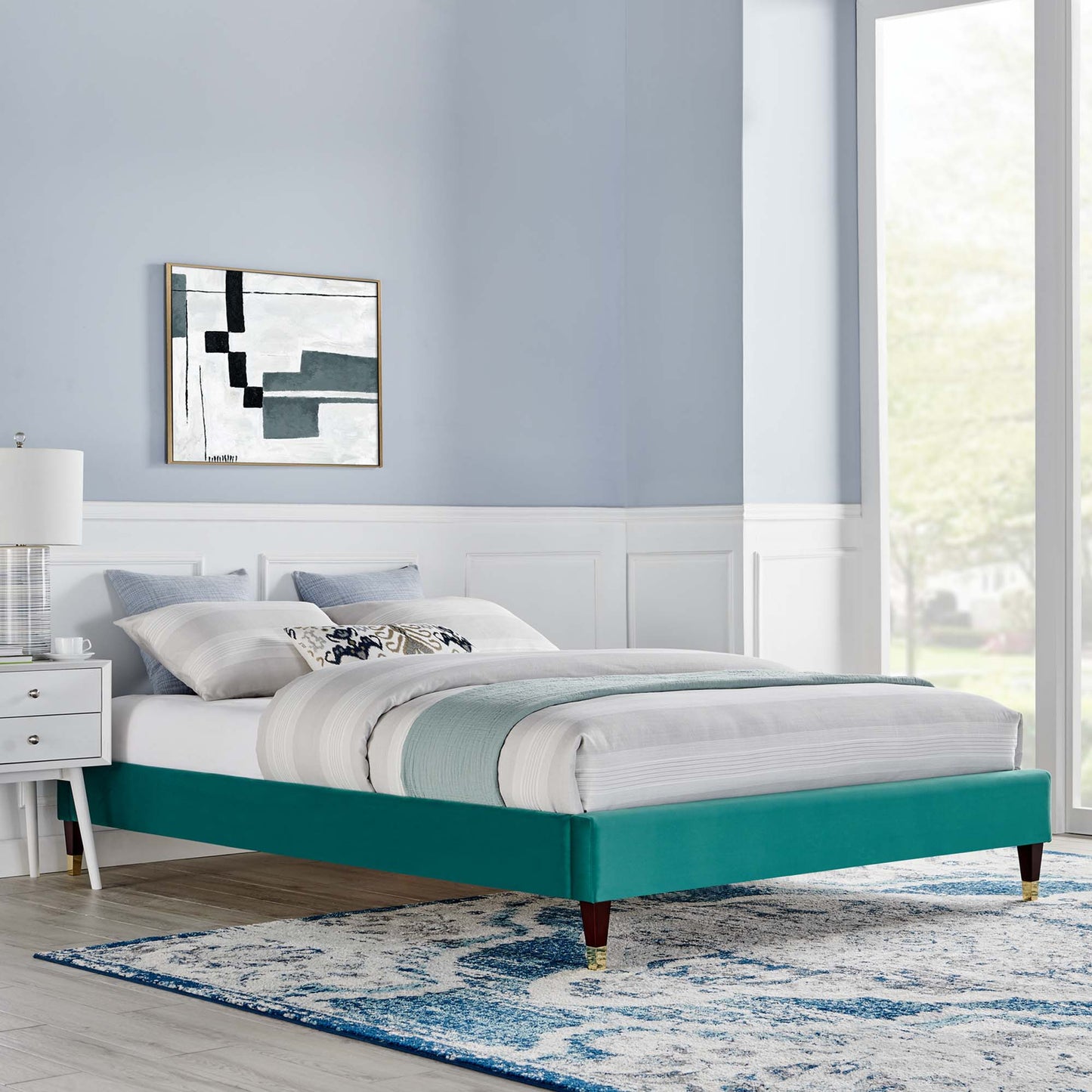 Modway Outlet Harlow Performance Velvet Full Platform Bed Frame by Modway  Bedroom Furniture Teal - MOD-6269-TEA