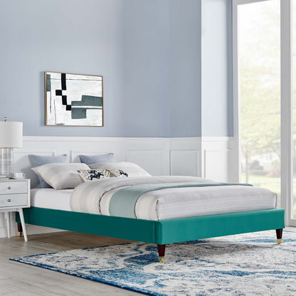 Modway Outlet Harlow Performance Velvet Full Platform Bed Frame by Modway  Bedroom Furniture Teal - MOD-6269-TEA