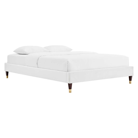 Modway - Harlow Performance Velvet Full Platform Bed Frame by Modway  Bedroom Beds White - MOD-6269-WHI