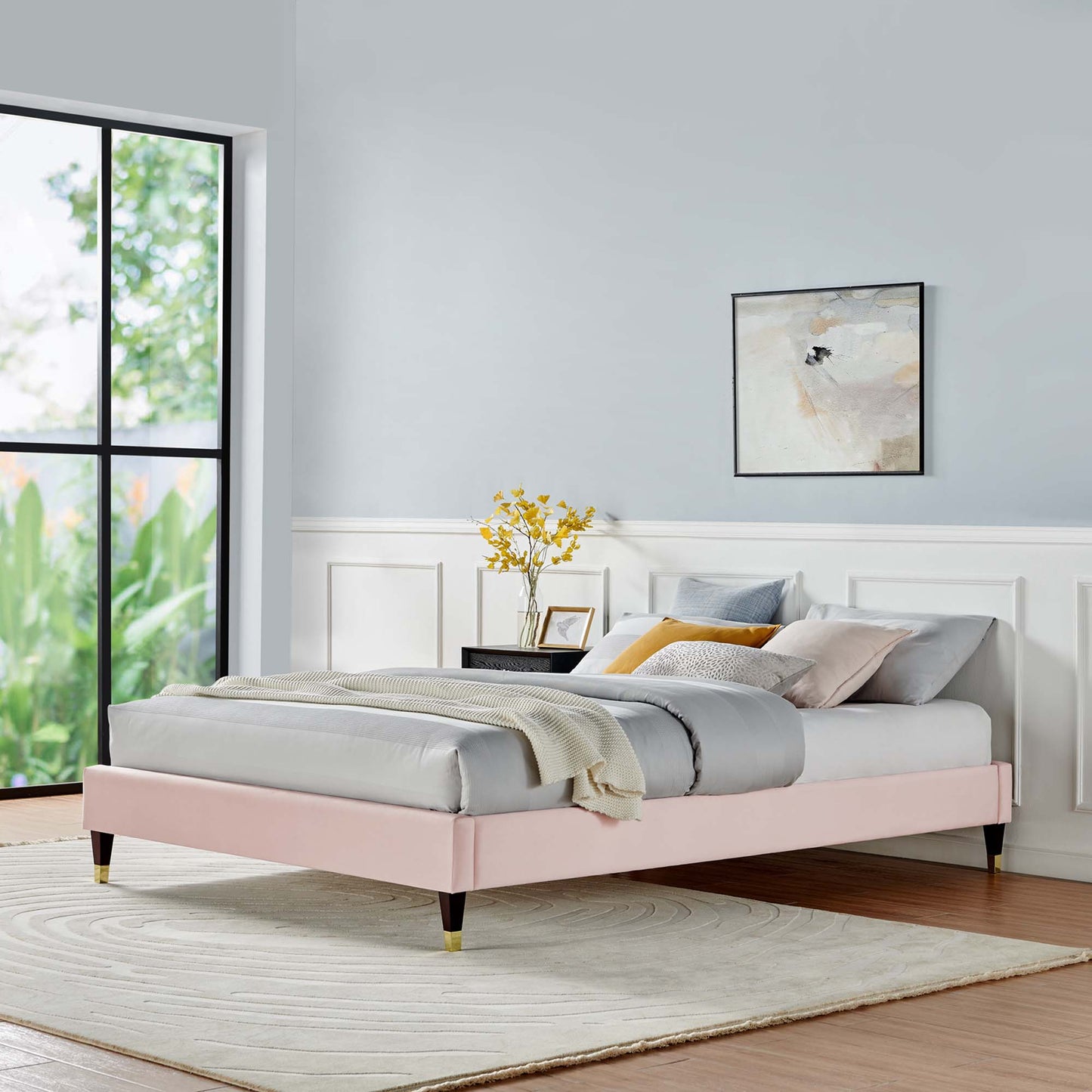 Modway Outlet Harlow Performance Velvet King Platform Bed Frame by Modway  Bedroom Furniture Pink - MOD-6271-PNK