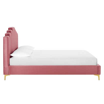 Modway Outlet Olivia Performance Velvet Queen Platform Bed by Modway  Bedroom Furniture Dusty Rose - MOD-6280-DUS