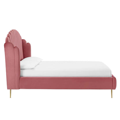 Modway Outlet Lana Performance Velvet Queen Wingback Platform Bed by Modway  Bedroom Furniture Dusty Rose - MOD-6282-DUS