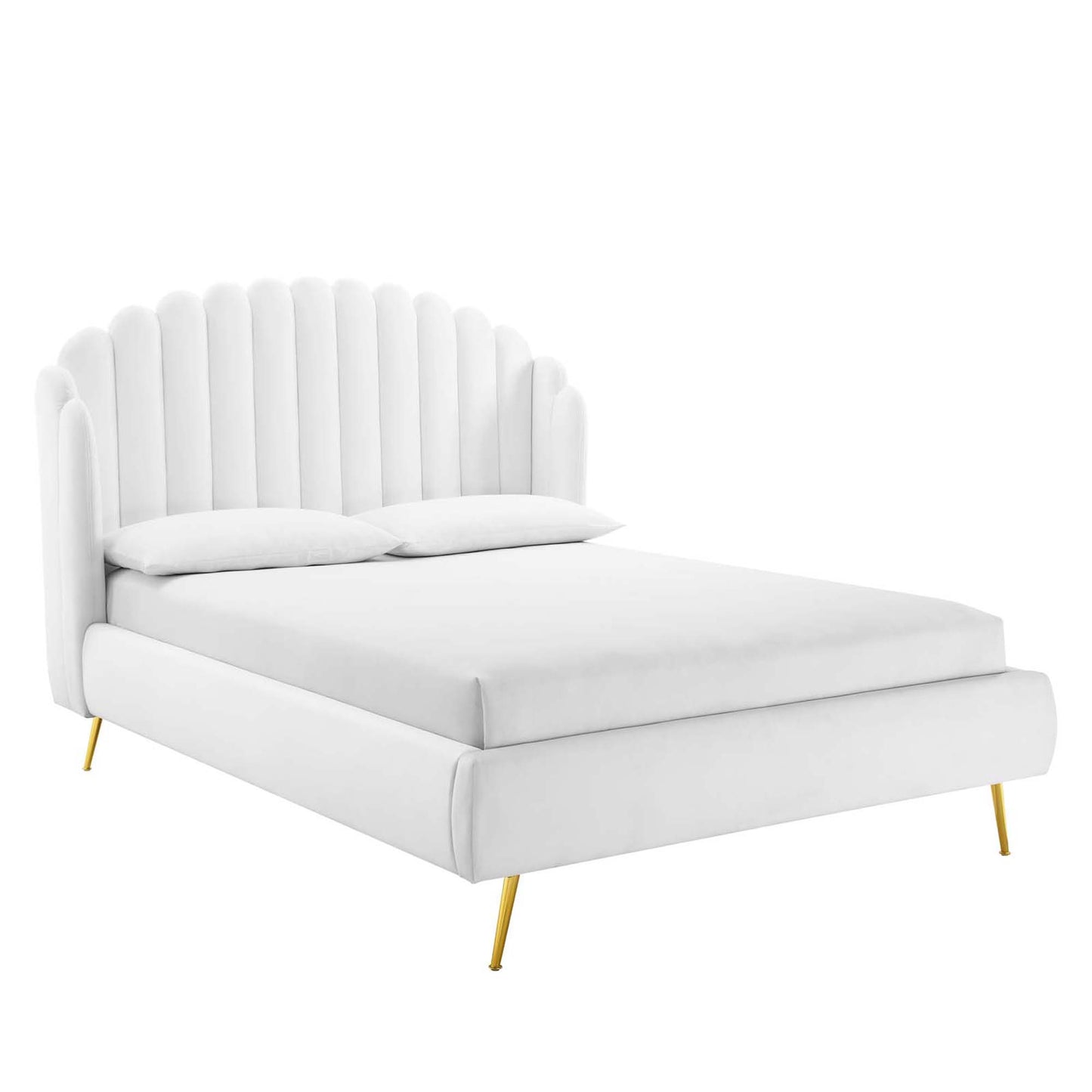 Modway - Lana Performance Velvet Queen Wingback Platform Bed by Modway  Bedroom Beds White - MOD-6282-WHI