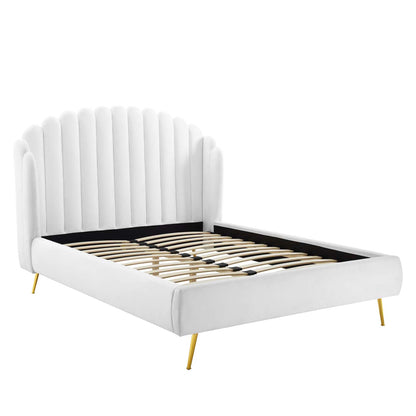 Modway - Lana Performance Velvet Queen Wingback Platform Bed by Modway  Bedroom Beds White - MOD-6282-WHI