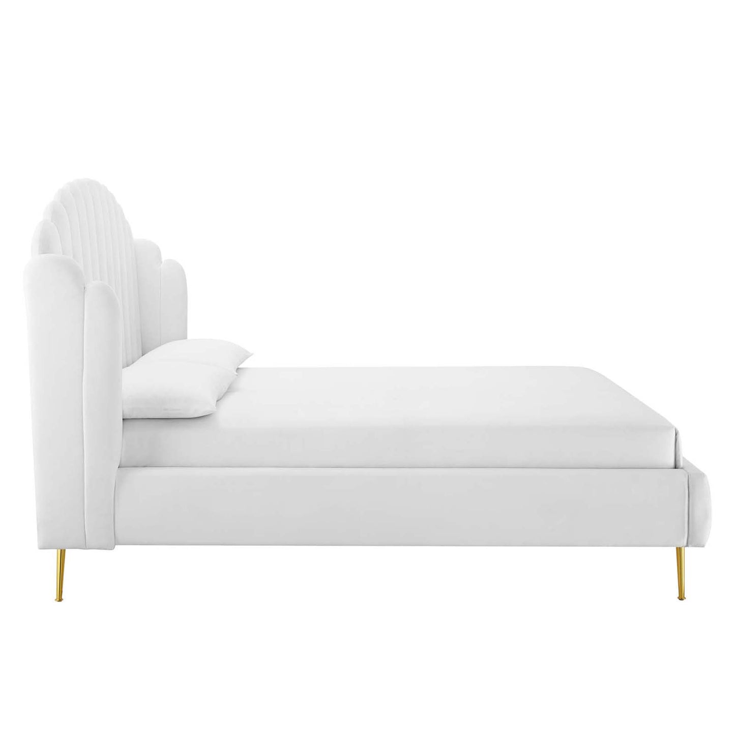 Modway - Lana Performance Velvet Queen Wingback Platform Bed by Modway  Bedroom Beds White - MOD-6282-WHI