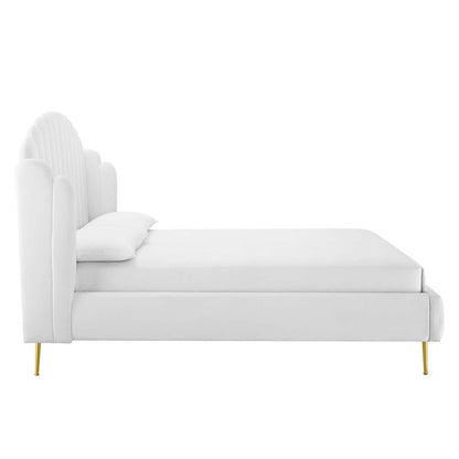 Modway - Lana Performance Velvet Queen Wingback Platform Bed by Modway  Bedroom Beds White - MOD-6282-WHI