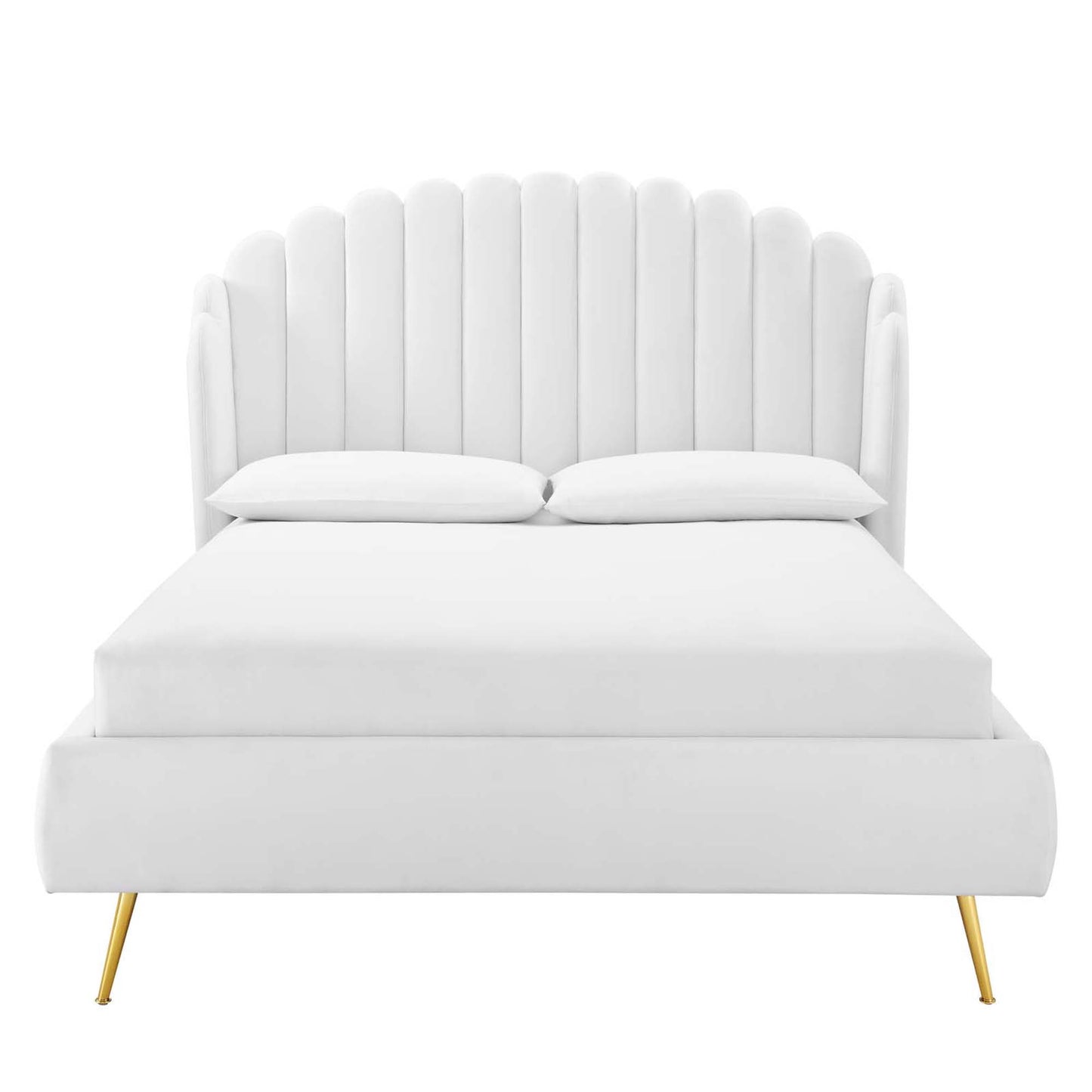 Modway - Lana Performance Velvet Queen Wingback Platform Bed by Modway  Bedroom Beds White - MOD-6282-WHI