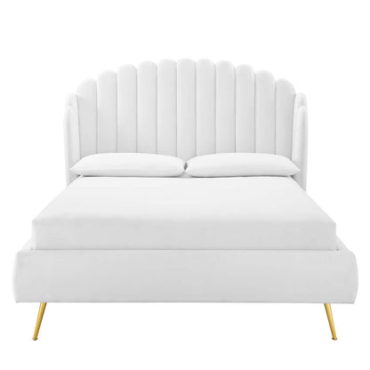 Modway - Lana Performance Velvet Queen Wingback Platform Bed by Modway  Bedroom Beds White - MOD-6282-WHI