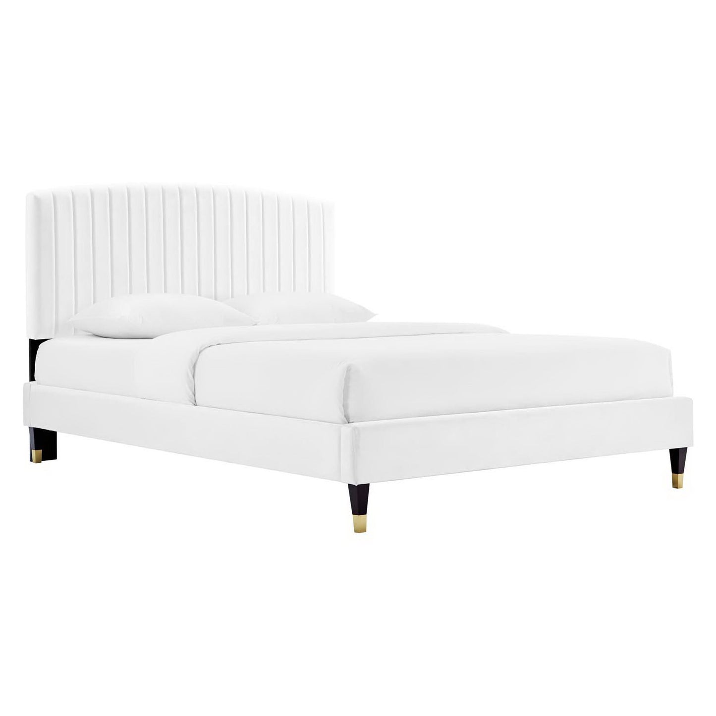 Modway - Alessi Performance Velvet Queen Platform Bed by Modway  Bedroom Beds White - MOD-6284-WHI