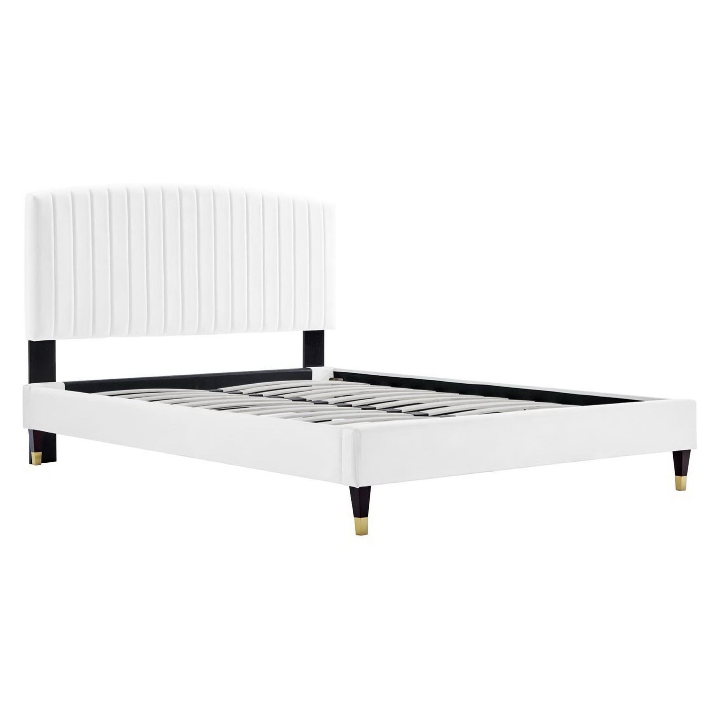 Modway - Alessi Performance Velvet Queen Platform Bed by Modway  Bedroom Beds White - MOD-6284-WHI