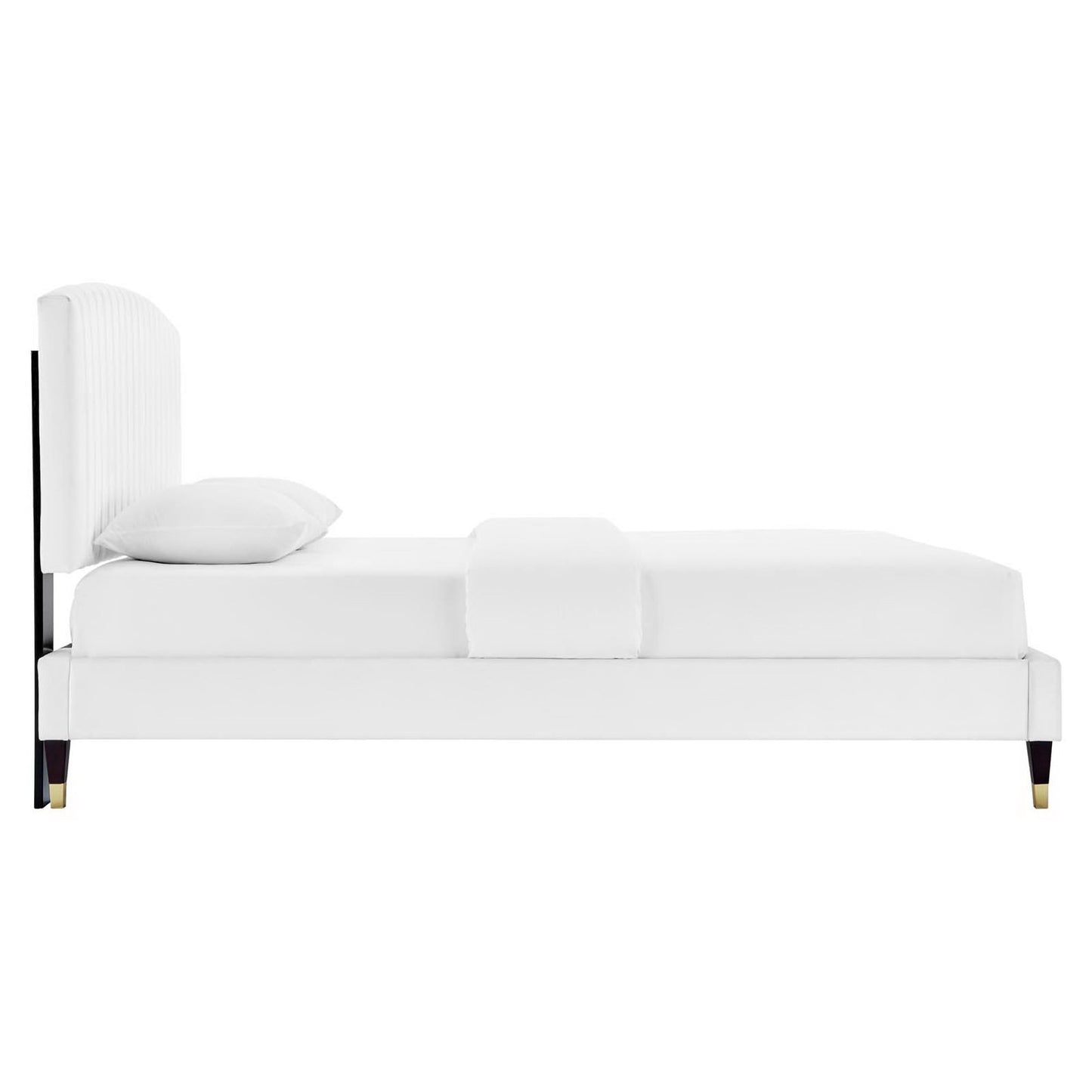 Modway - Alessi Performance Velvet Queen Platform Bed by Modway  Bedroom Beds White - MOD-6284-WHI