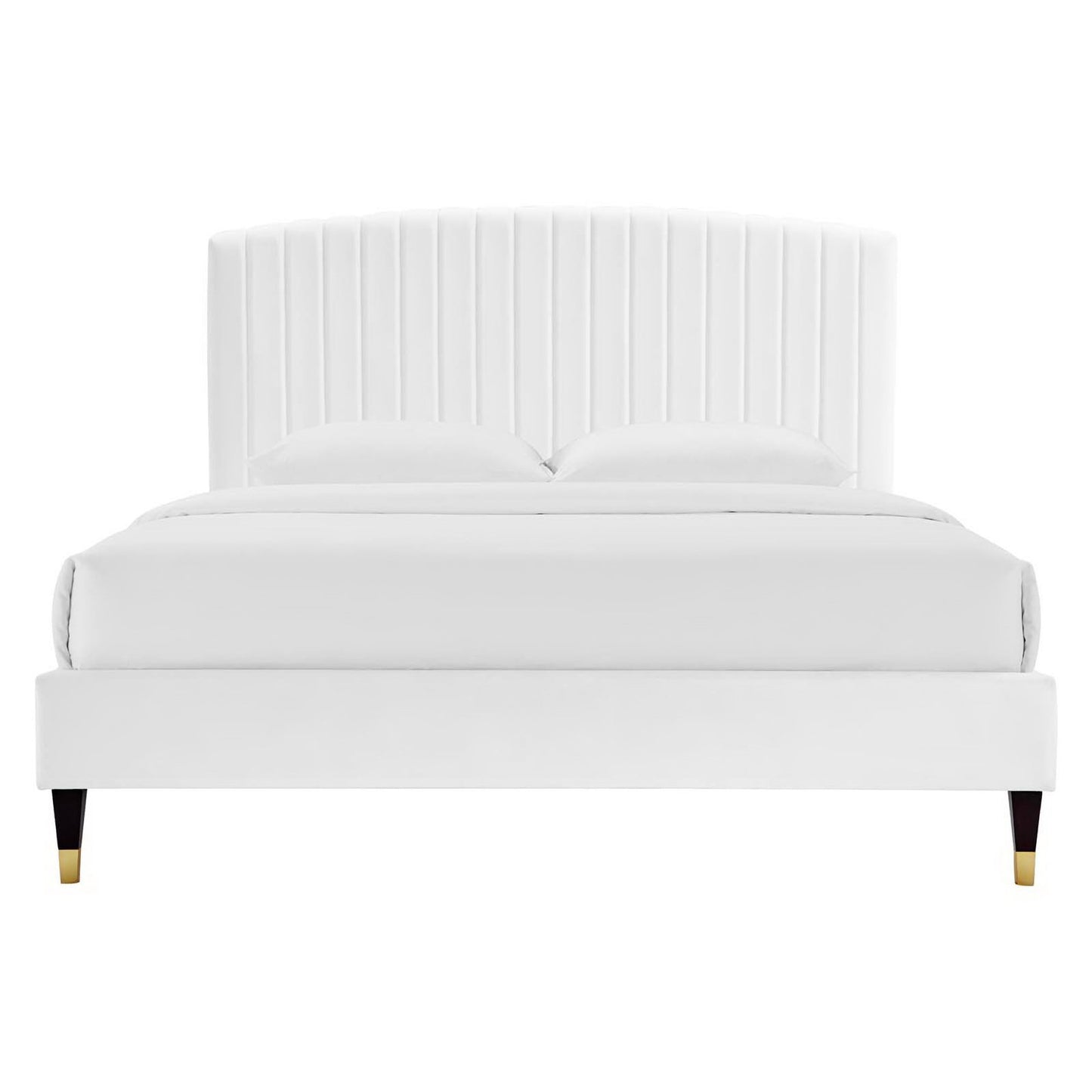 Modway - Alessi Performance Velvet Queen Platform Bed by Modway  Bedroom Beds White - MOD-6284-WHI