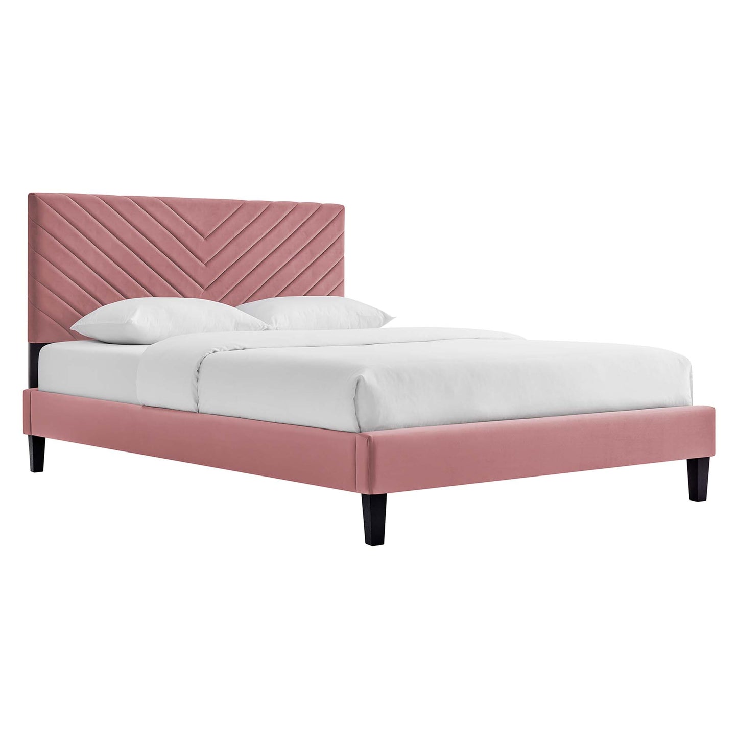 Modway - Roxanne Performance Velvet Queen Platform Bed by Modway  Bedroom Beds Red - MOD-6285-DUS