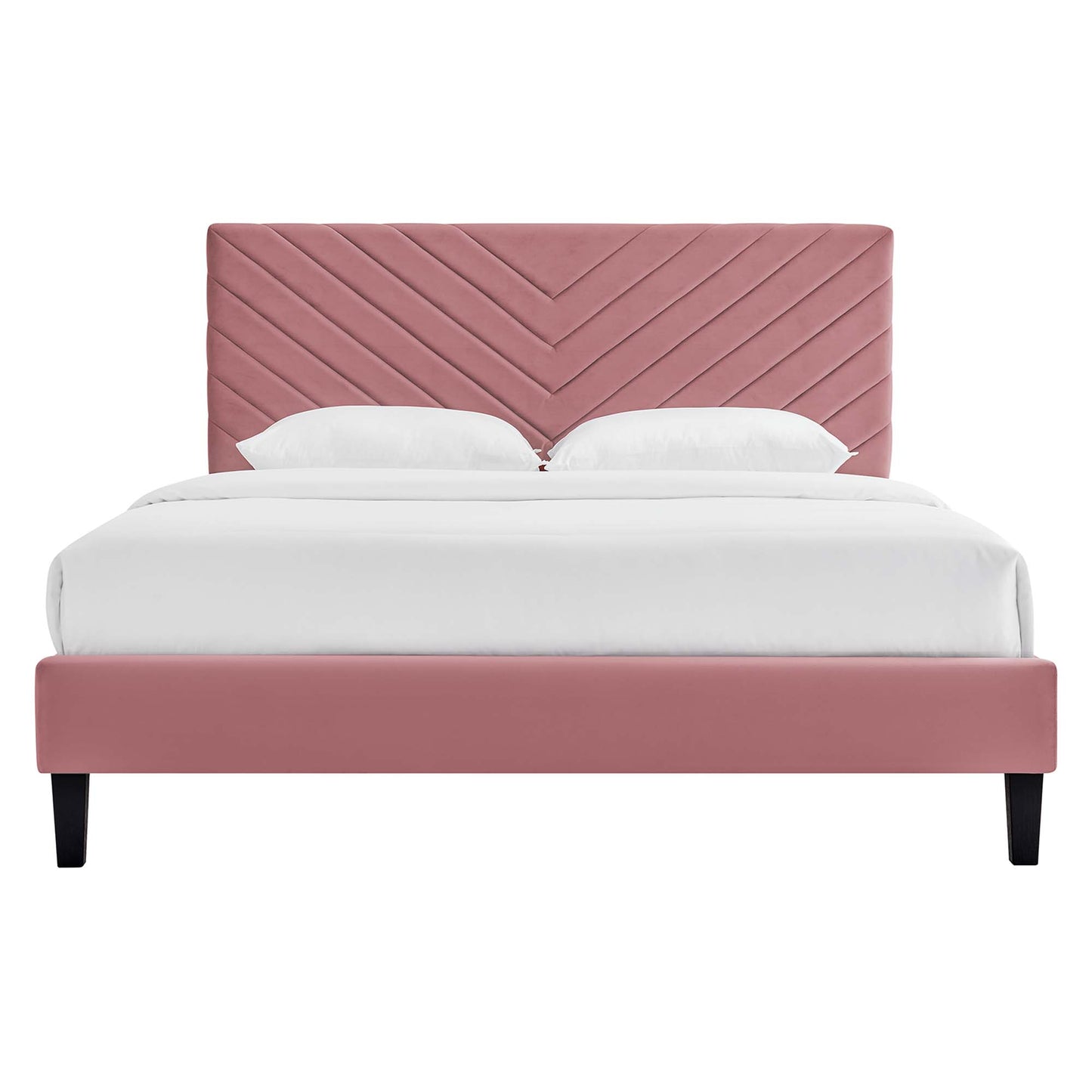 Modway - Roxanne Performance Velvet Queen Platform Bed by Modway  Bedroom Beds Red - MOD-6285-DUS