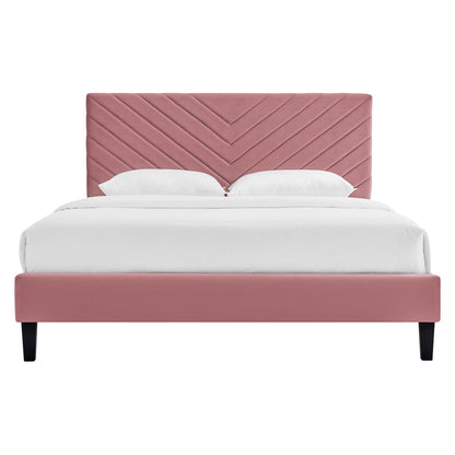 Modway - Roxanne Performance Velvet Queen Platform Bed by Modway  Bedroom Beds Red - MOD-6285-DUS