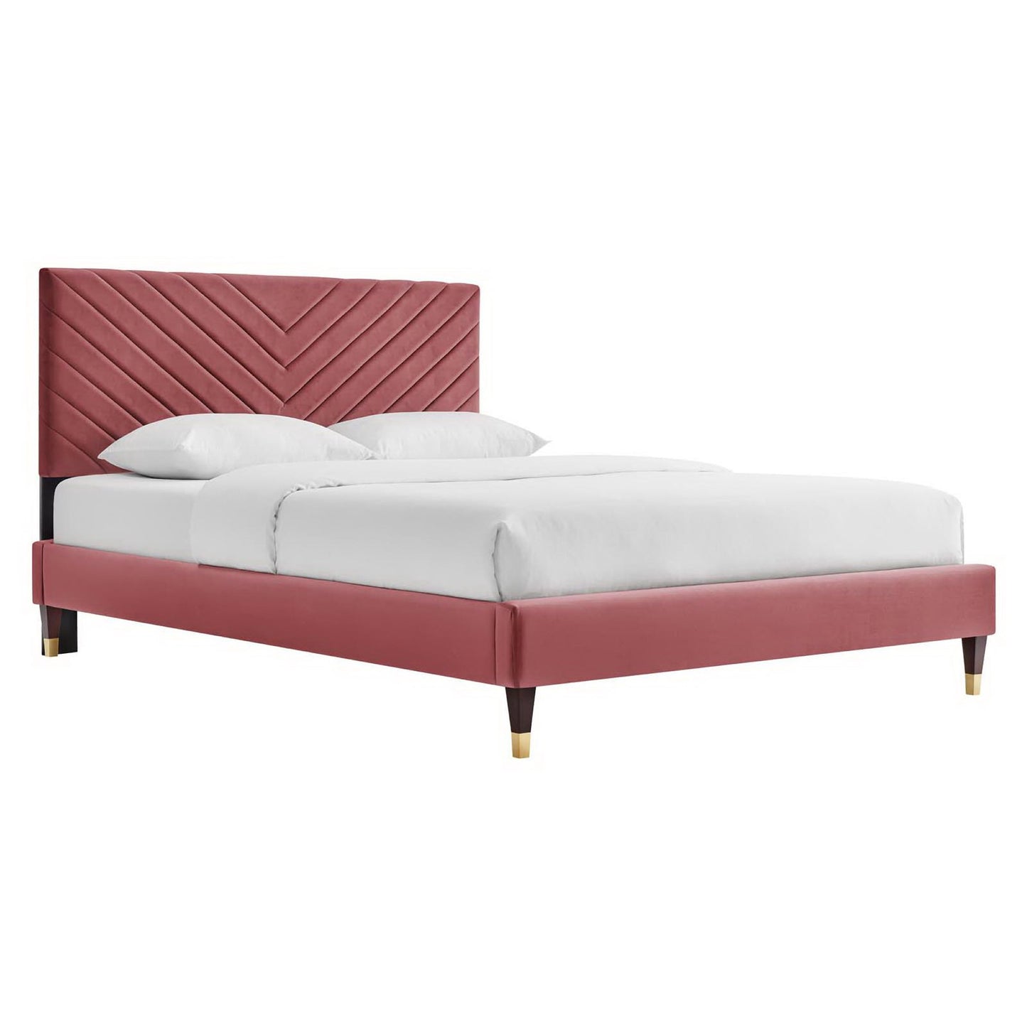 Modway - Roxanne Performance Velvet Queen Platform Bed by Modway  Bedroom Beds Red - MOD-6286-DUS