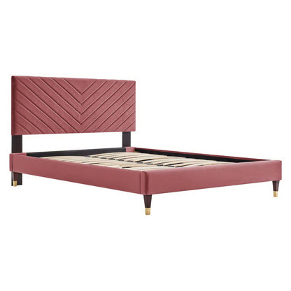 Modway - Roxanne Performance Velvet Queen Platform Bed by Modway  Bedroom Beds Red - MOD-6286-DUS